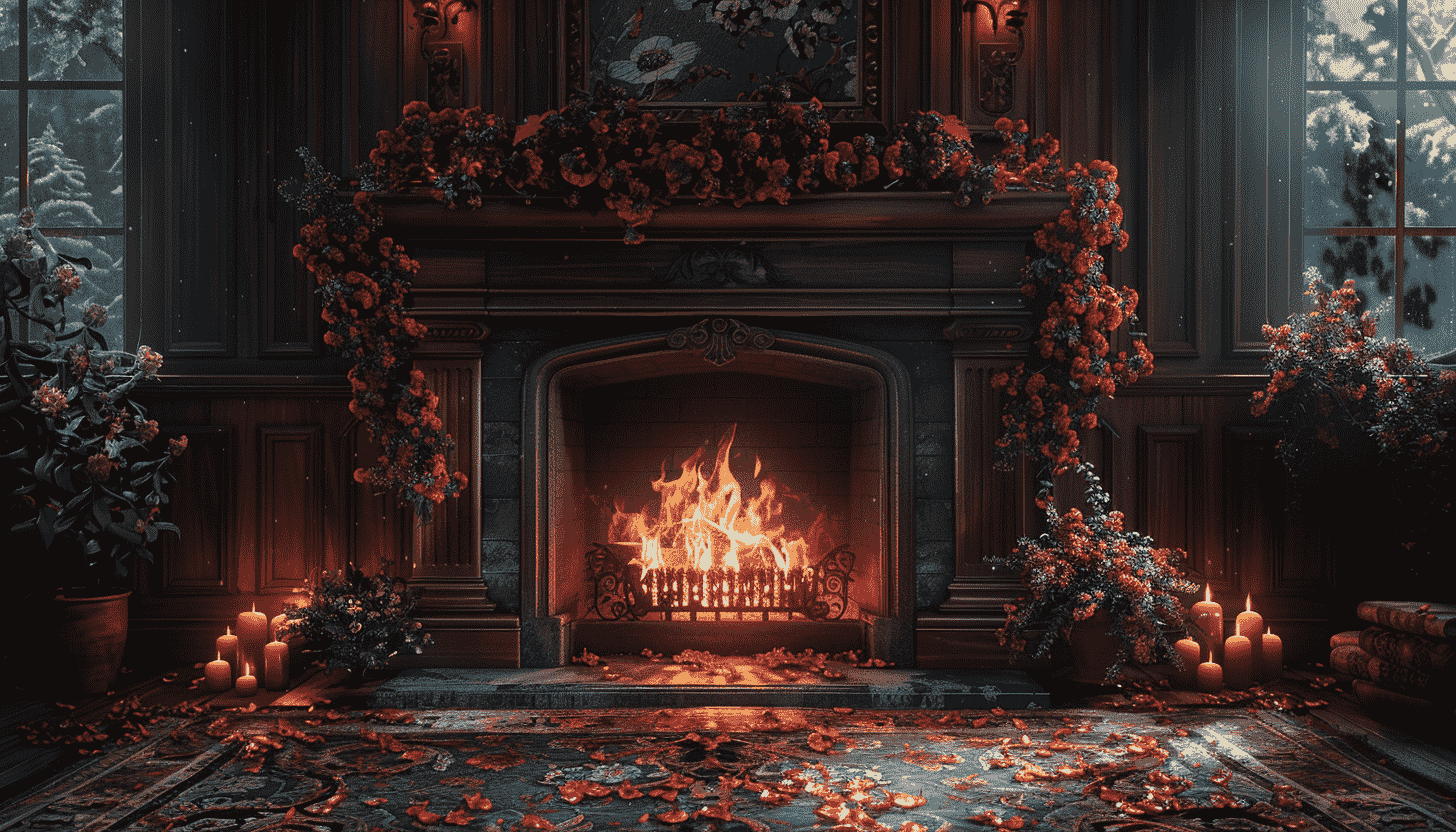 Fireplace Wallpaper, Hearth decor, Relaxing atmosphere
