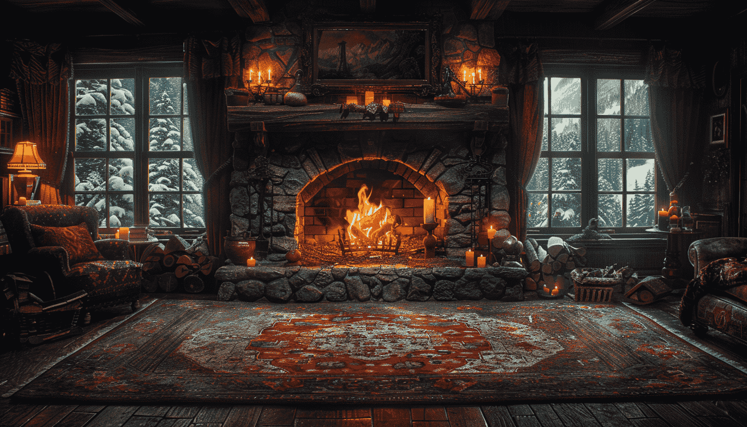 Fireplace Wallpaper, Cozy ambiance, Warmth and comfort