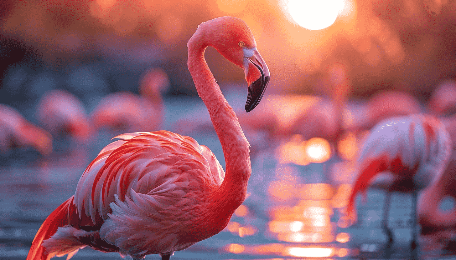 Flamingo Wallpaper, Sunny oasis, Coastal charm