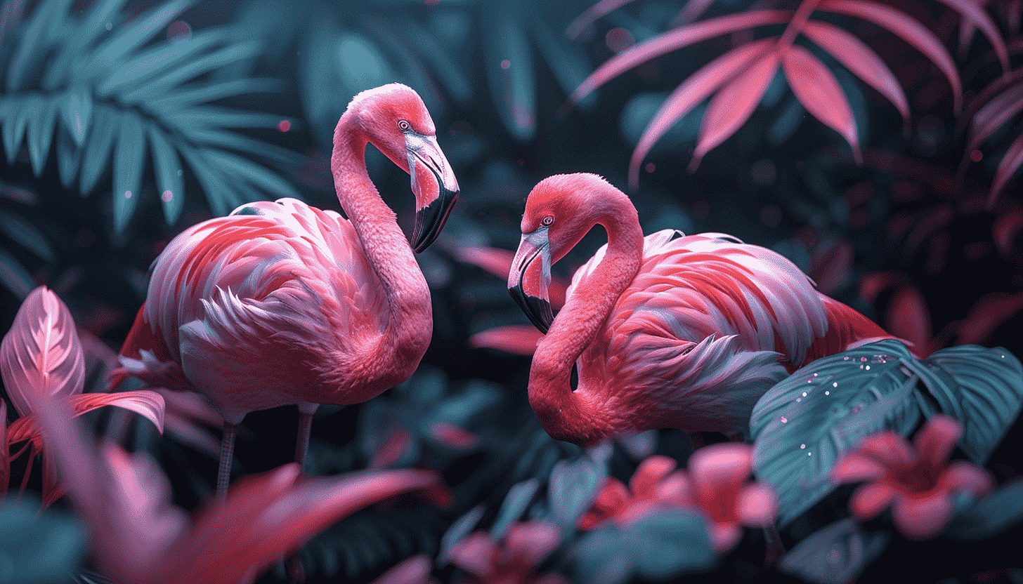 Flamingo Wallpaper, Vibrant colors, Birdwatcher's delight