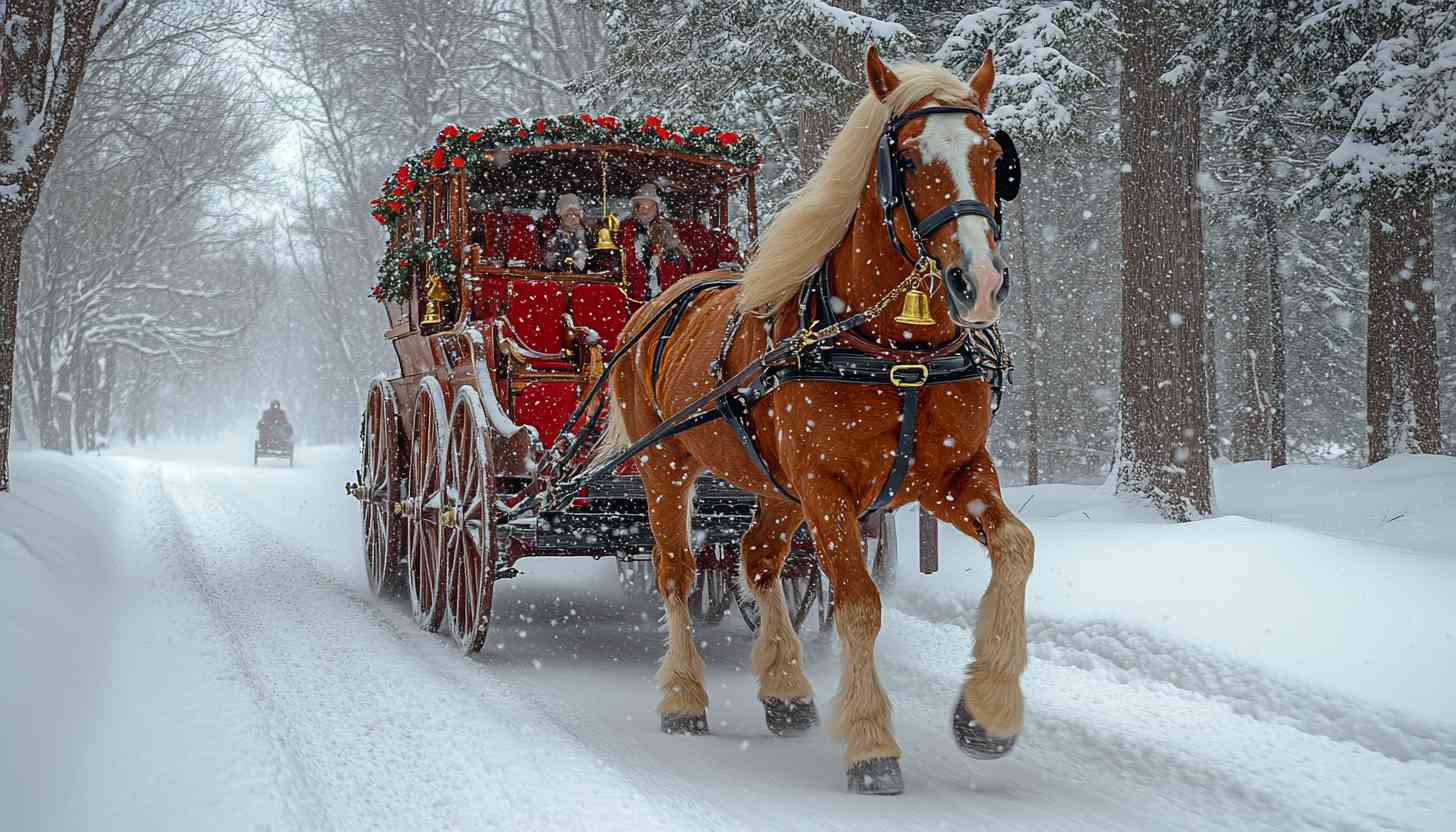 Horse-Drawn Carriage Winter Wonderland Snowy Forest
