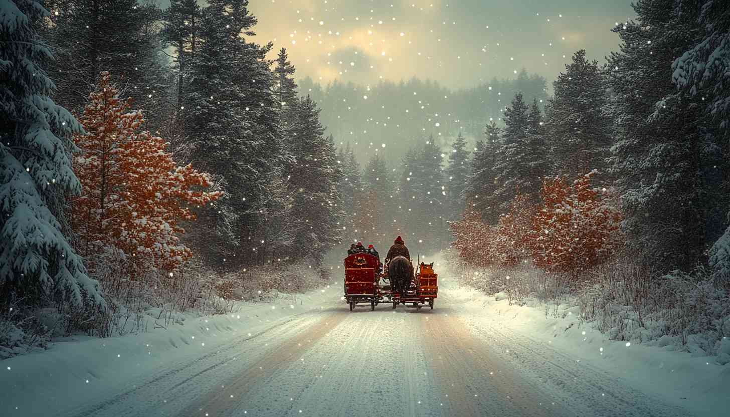 Winter Wonderland Horse-Drawn Carriage Snowy Forest