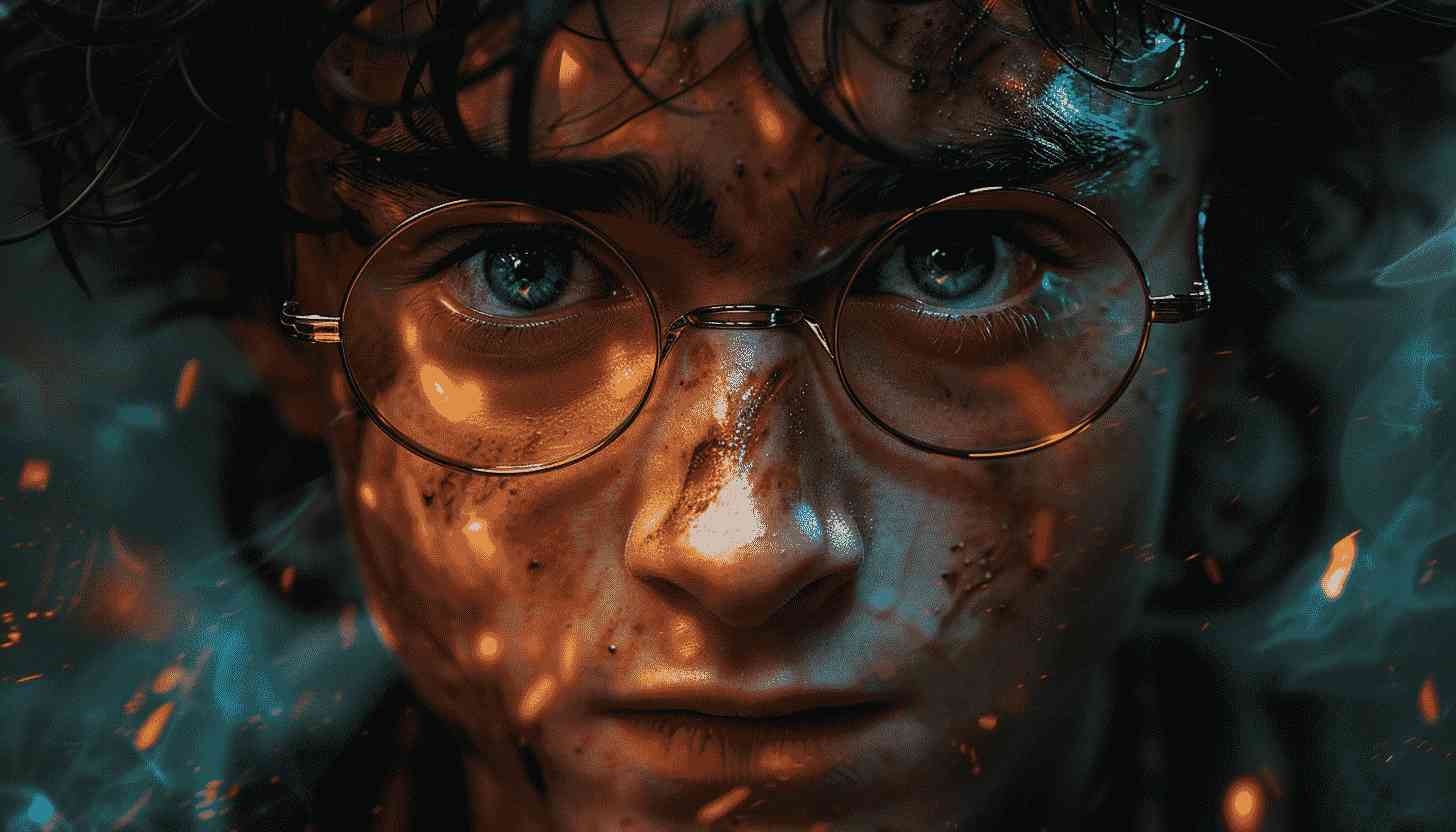Close-up Portrait of Harry Potter with Glasses and Scars