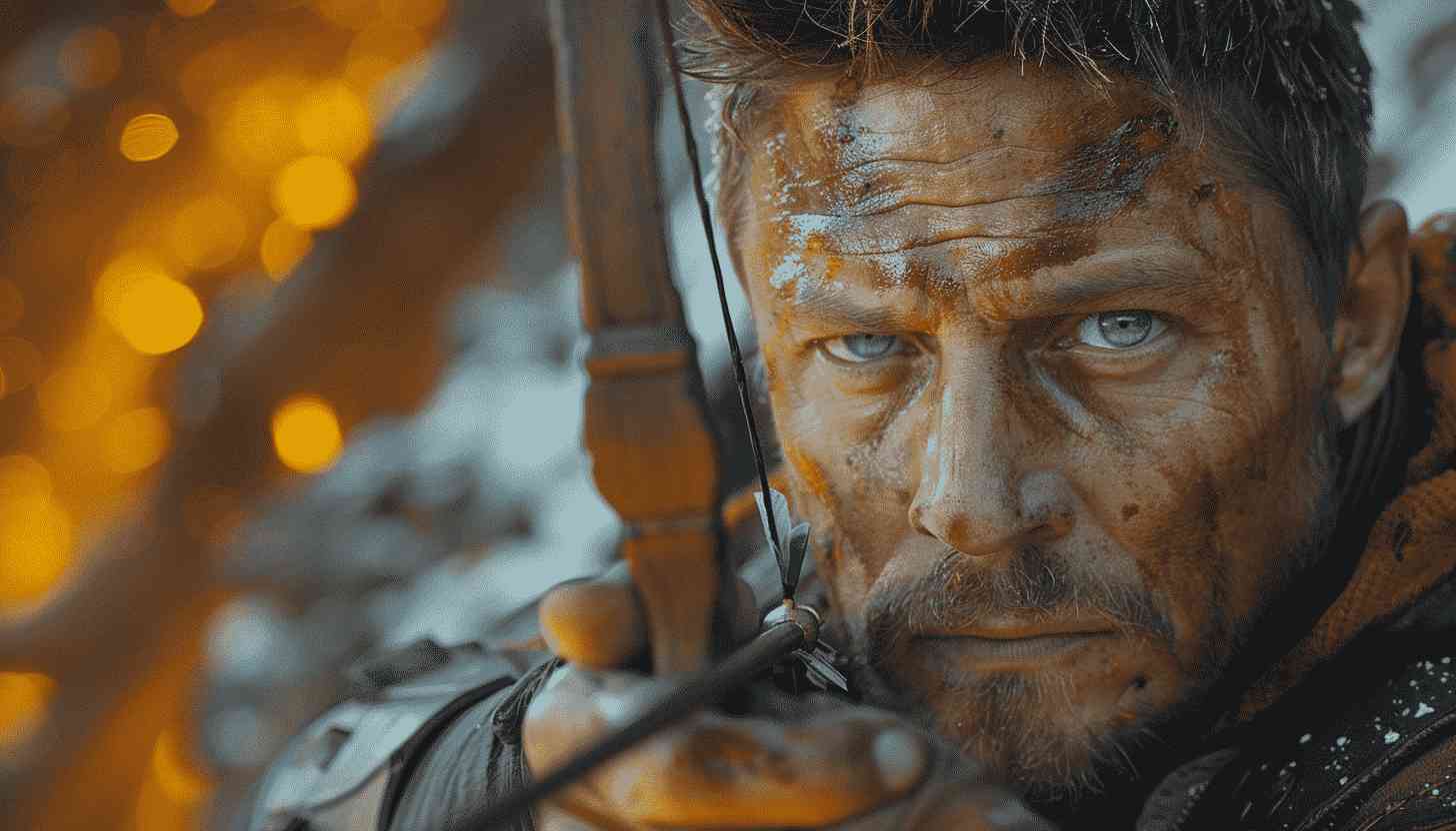 Archer Focused Gaze, Bow Drawn, Warpaint