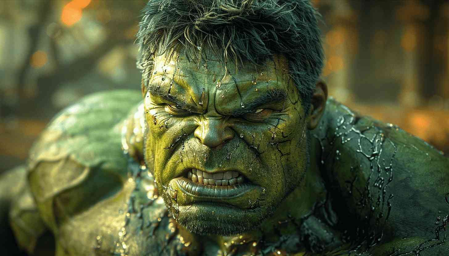 Hulk's Furious Face Close-Up Green Anger Marvel Comic