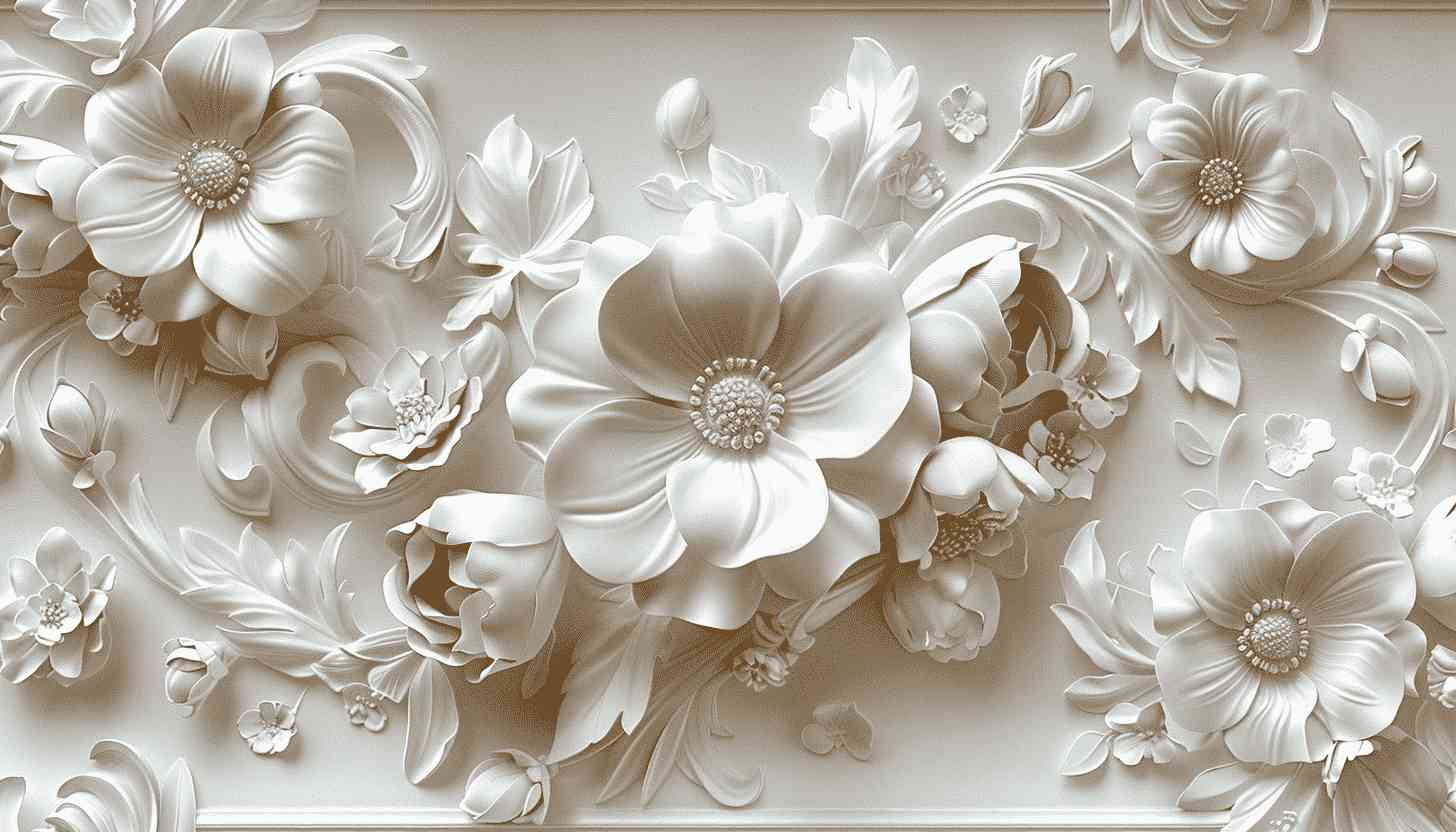 White 3D Floral Wall Decor Design