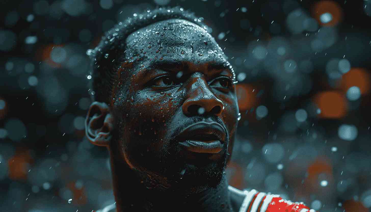 Basketball Player Covered in Sweat, Game Intensity
