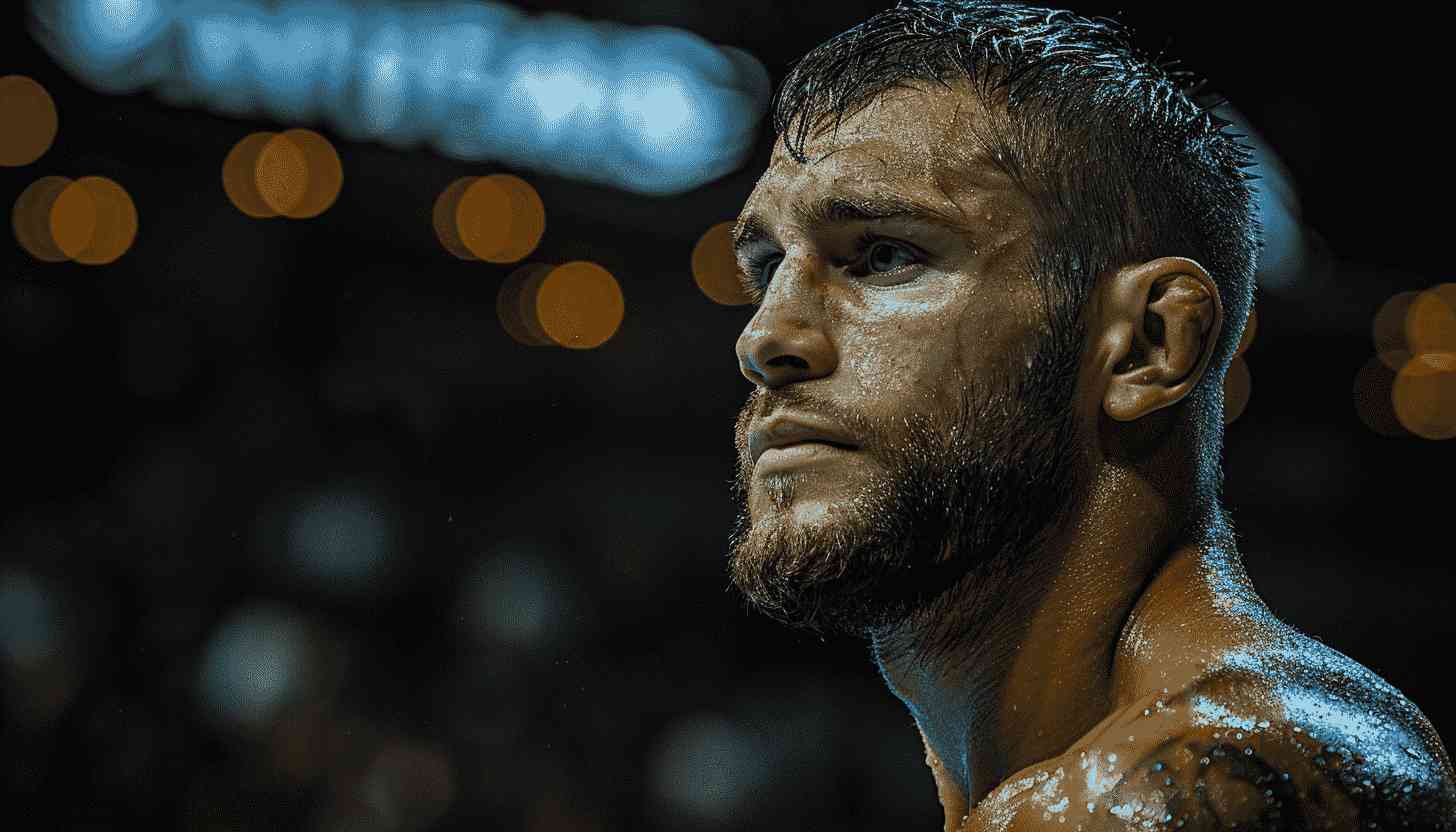 Portrait of a Sweaty Fighter in the Ring