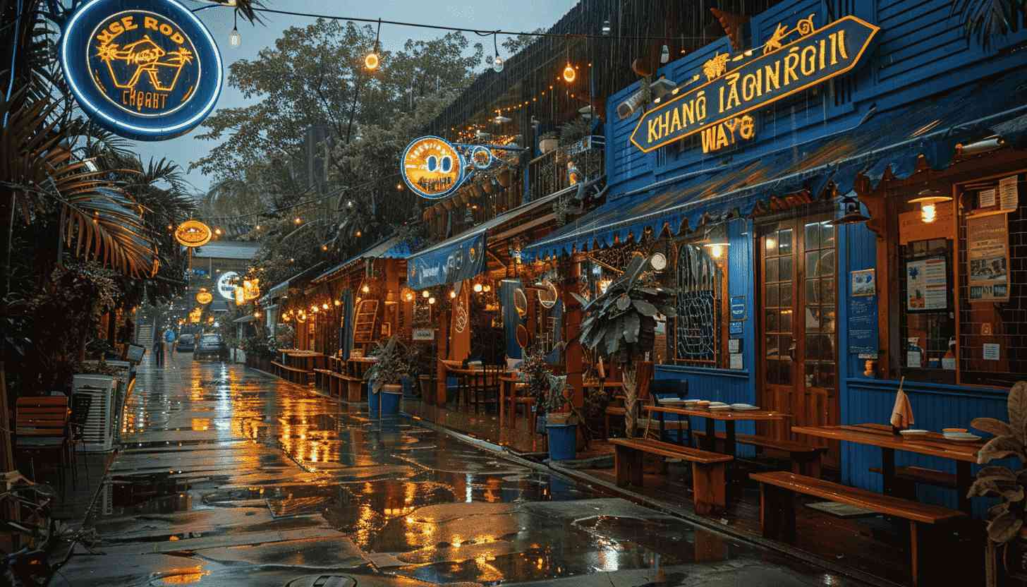 Rainy Night Street Food Scene in Thailand