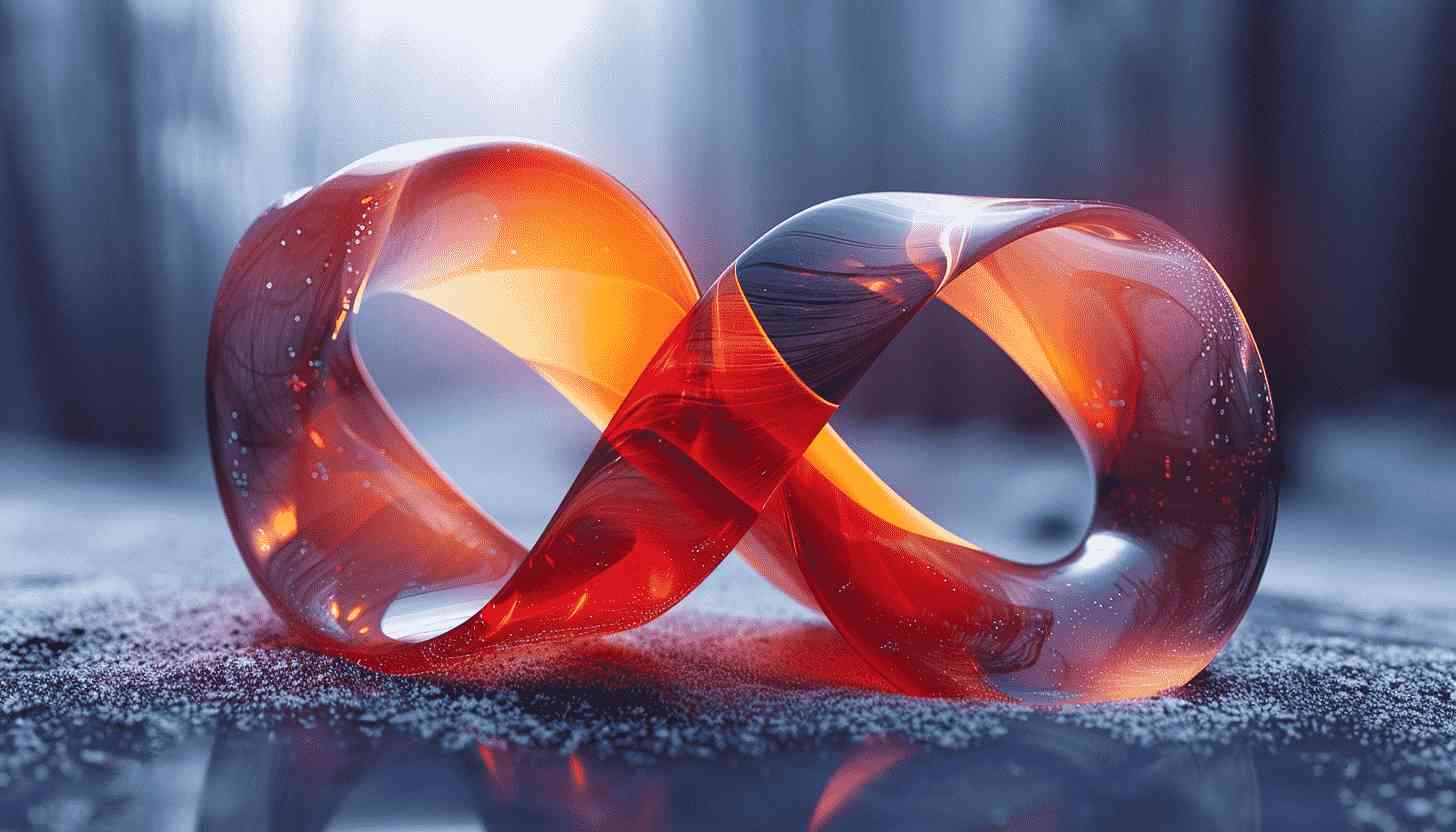 Red Glass Infinity Symbol on Snowy Ground