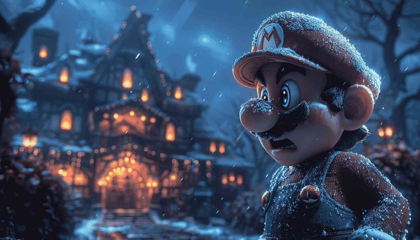 Mario's Winter Adventure: Snowy Night, Village Lights