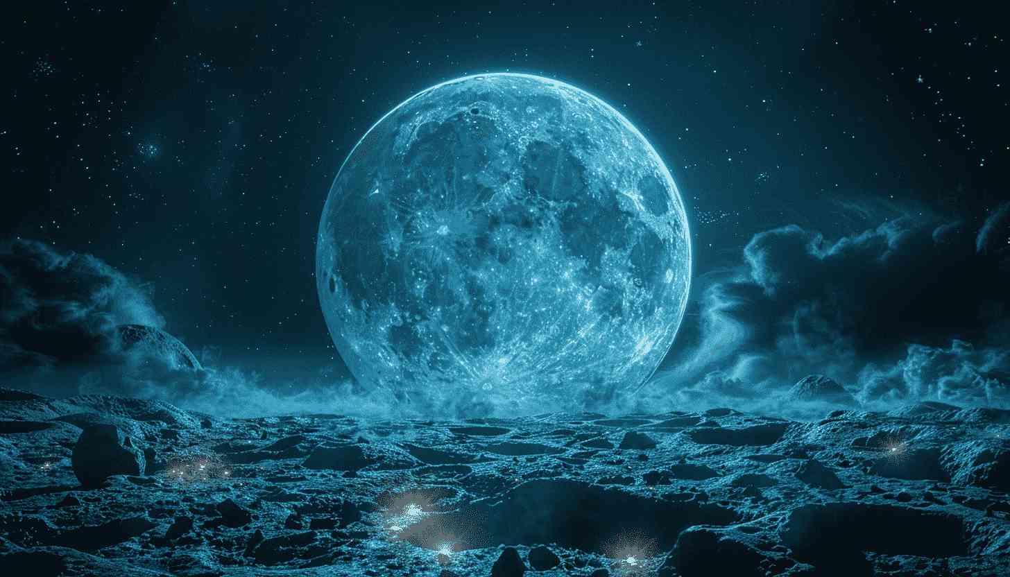Full Moon Over Blue Lunar Landscape