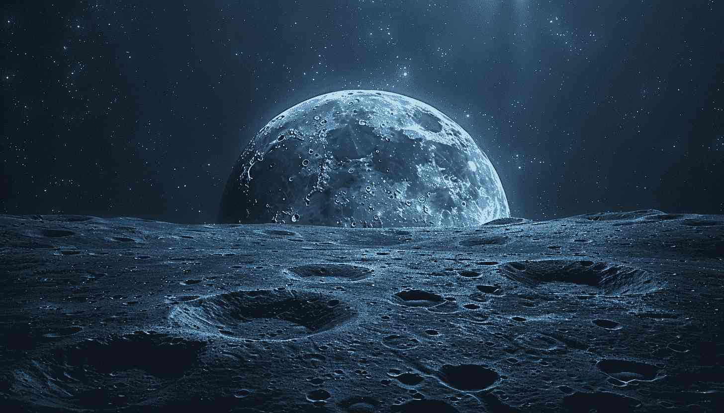 Celestial Landscape: Moonlit Cratered Surface