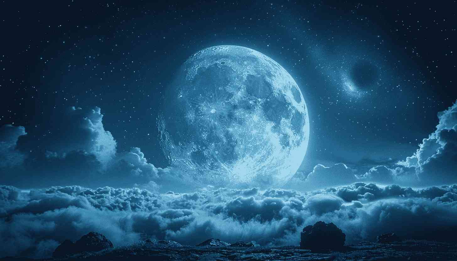 Full Moon Night Sky Cloudscape Starry Galaxy
