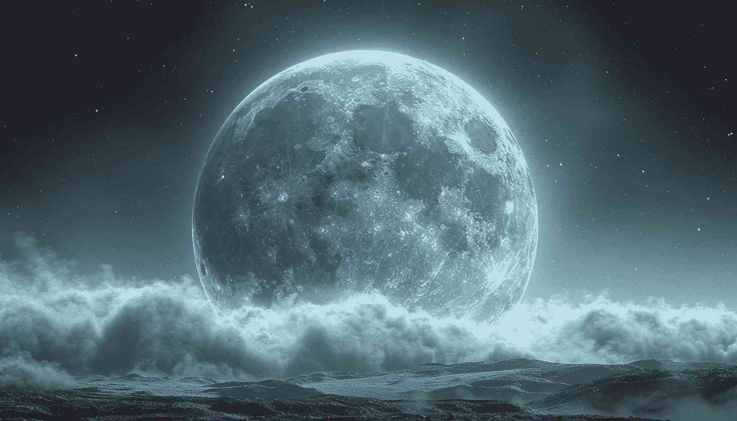 Full Moon Over Cloudscape Night Sky Landscape