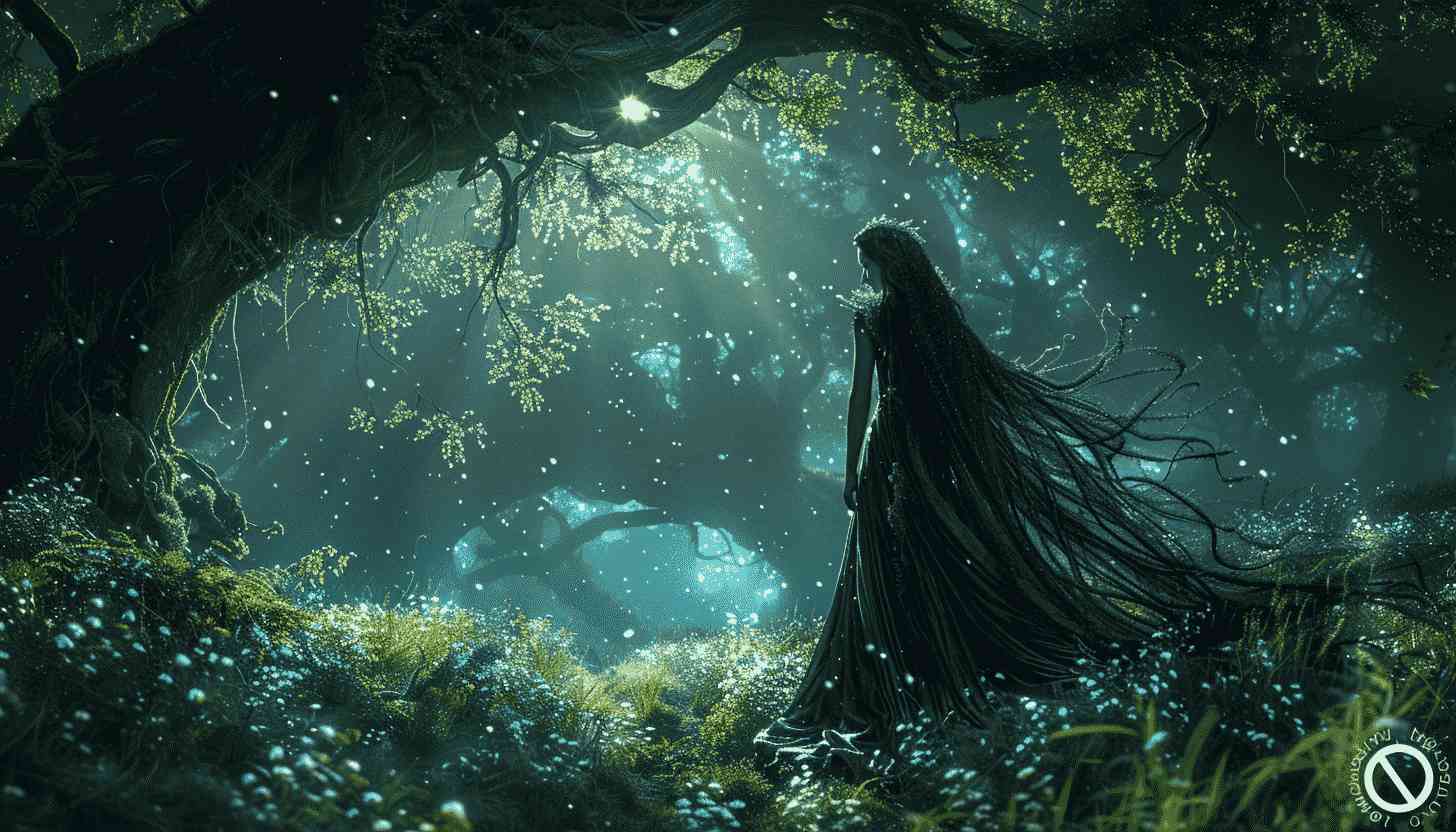 Enchanted Forest Woman Dark Long Hair Moonlight