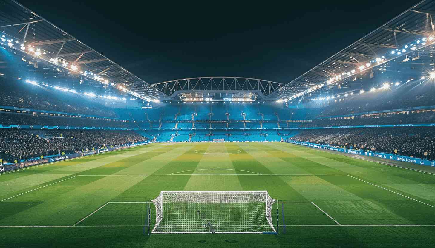 Empty Football Stadium Night Game Green Field