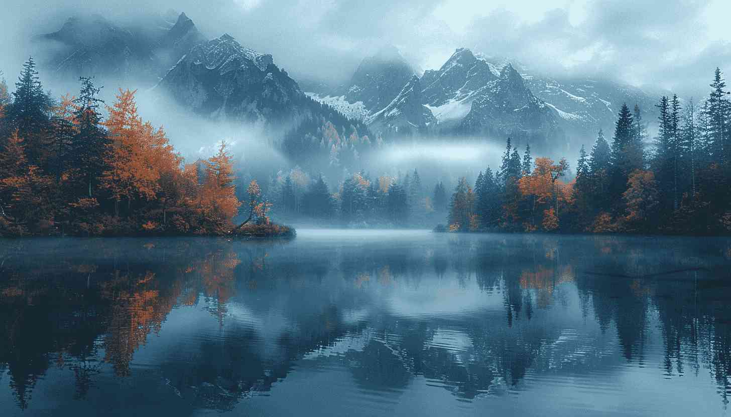 Misty Mountain Lake Reflections Serenity