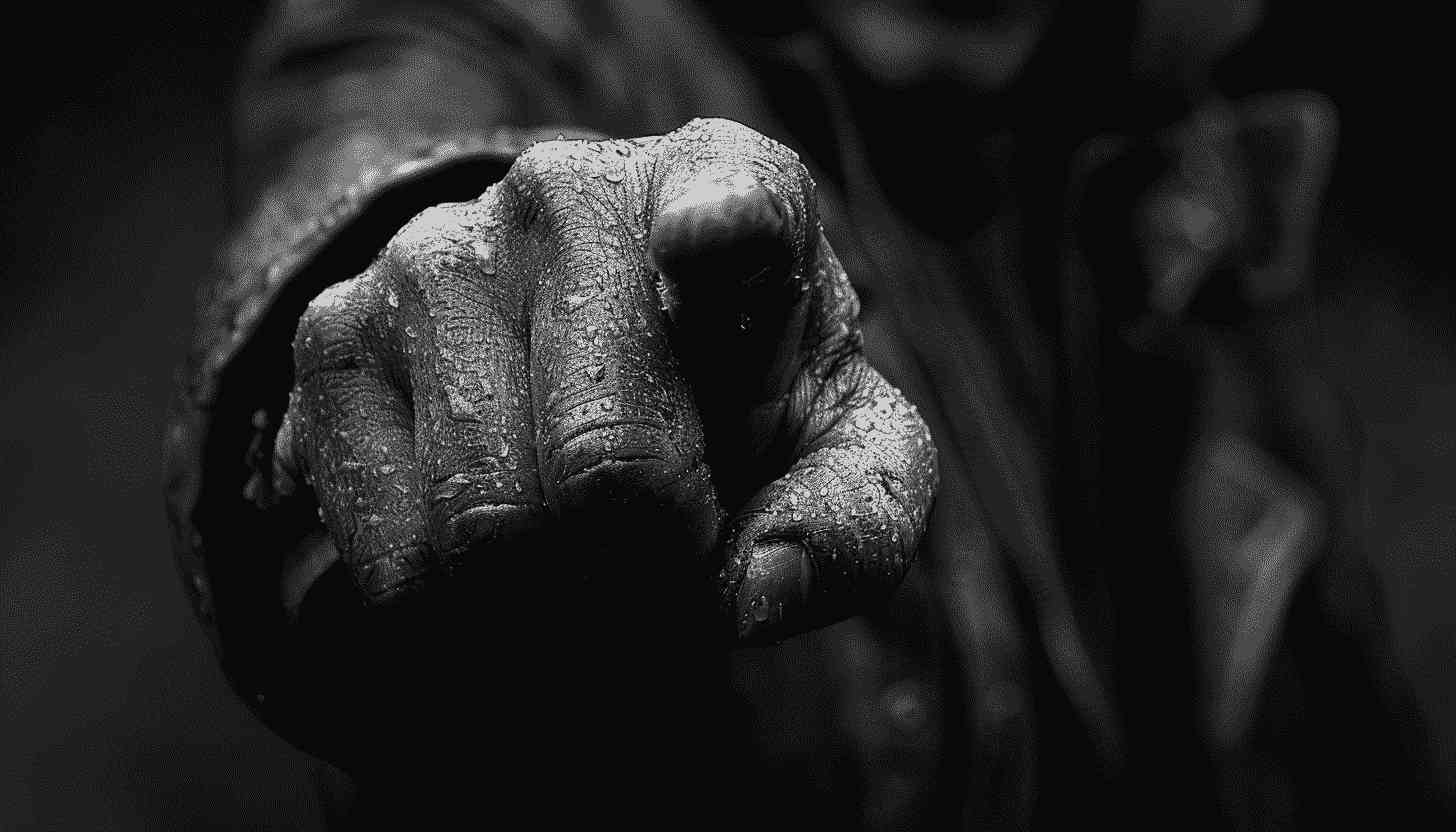 Close-up Black and White Image of a Finger Pointing