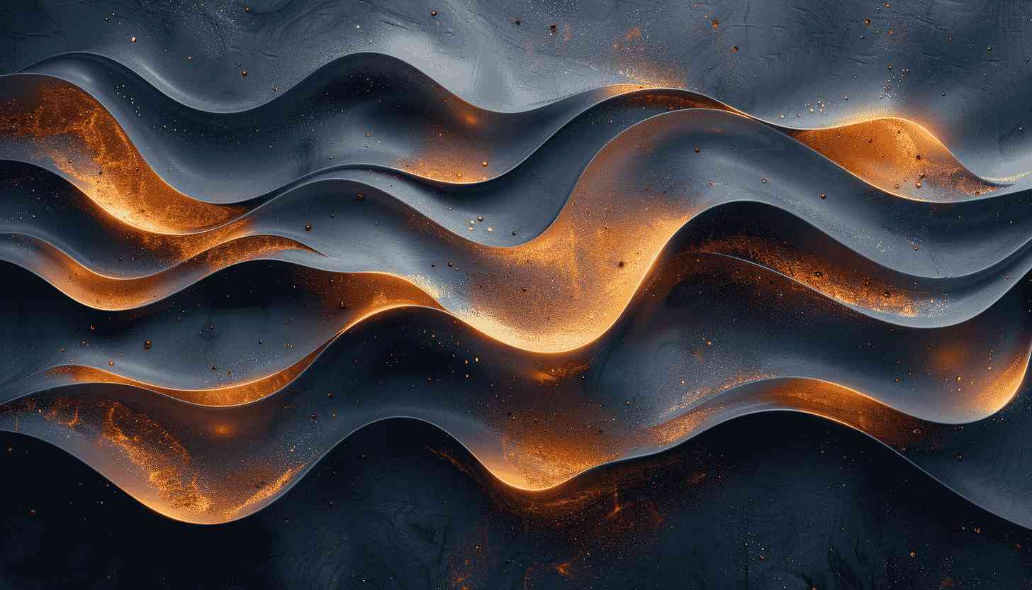 Abstract Metallic Waves With Gold Shimmer