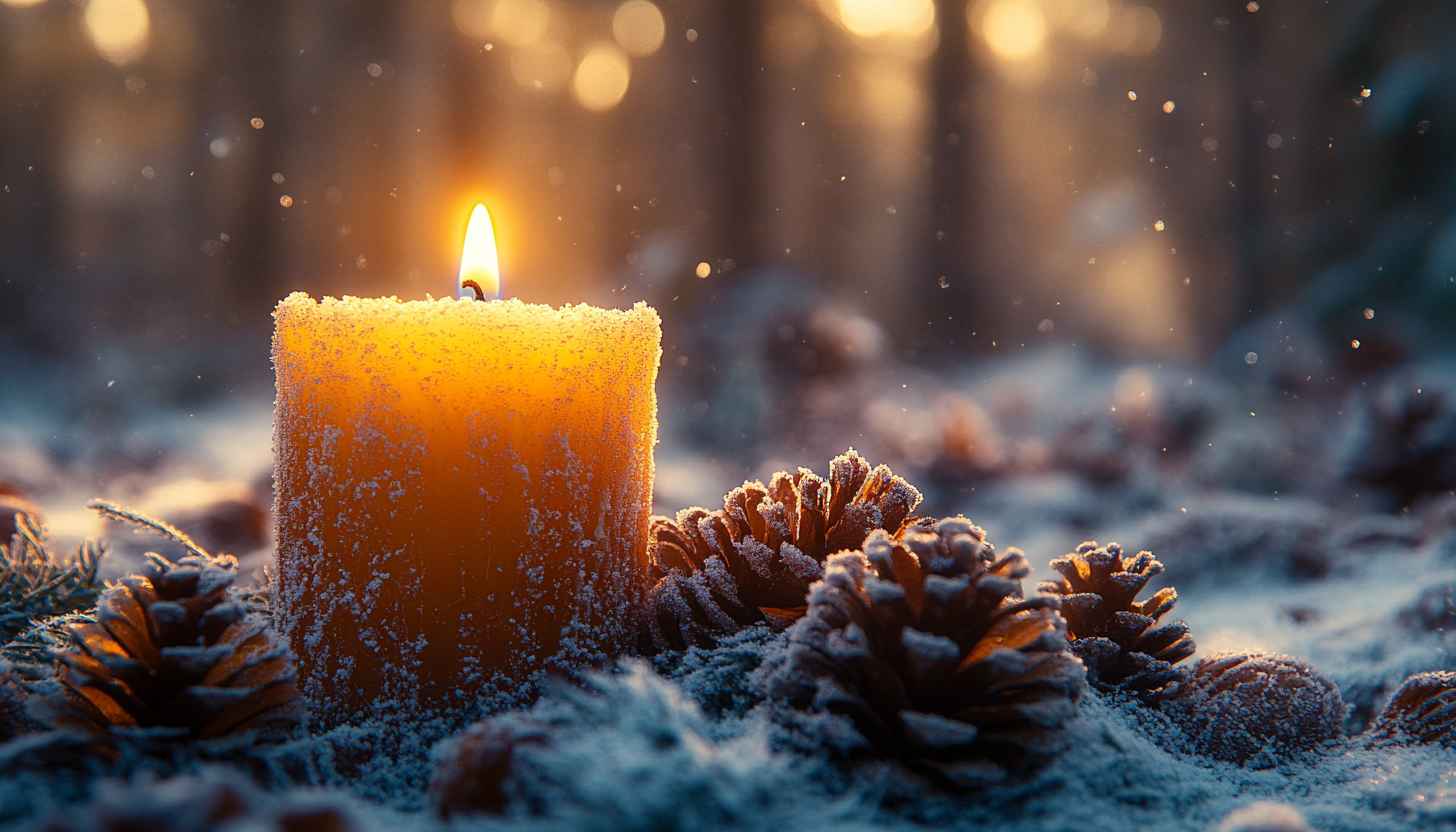 Winter Candlelight, Cozy Desktop Wallpaper