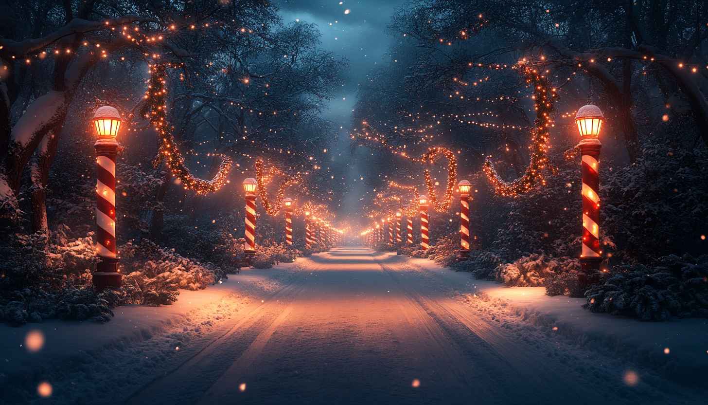Snowy Christmas Pathway, Winter Wonderland Desktop Wallpaper