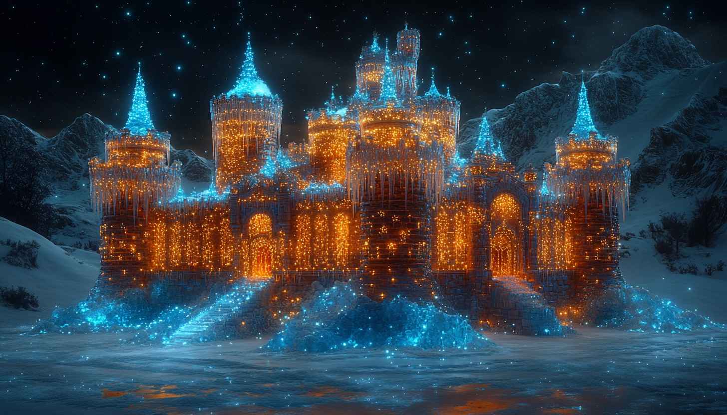 Enchanted Ice Castle Winter Wonderland Night Sky Phone Wallpaper