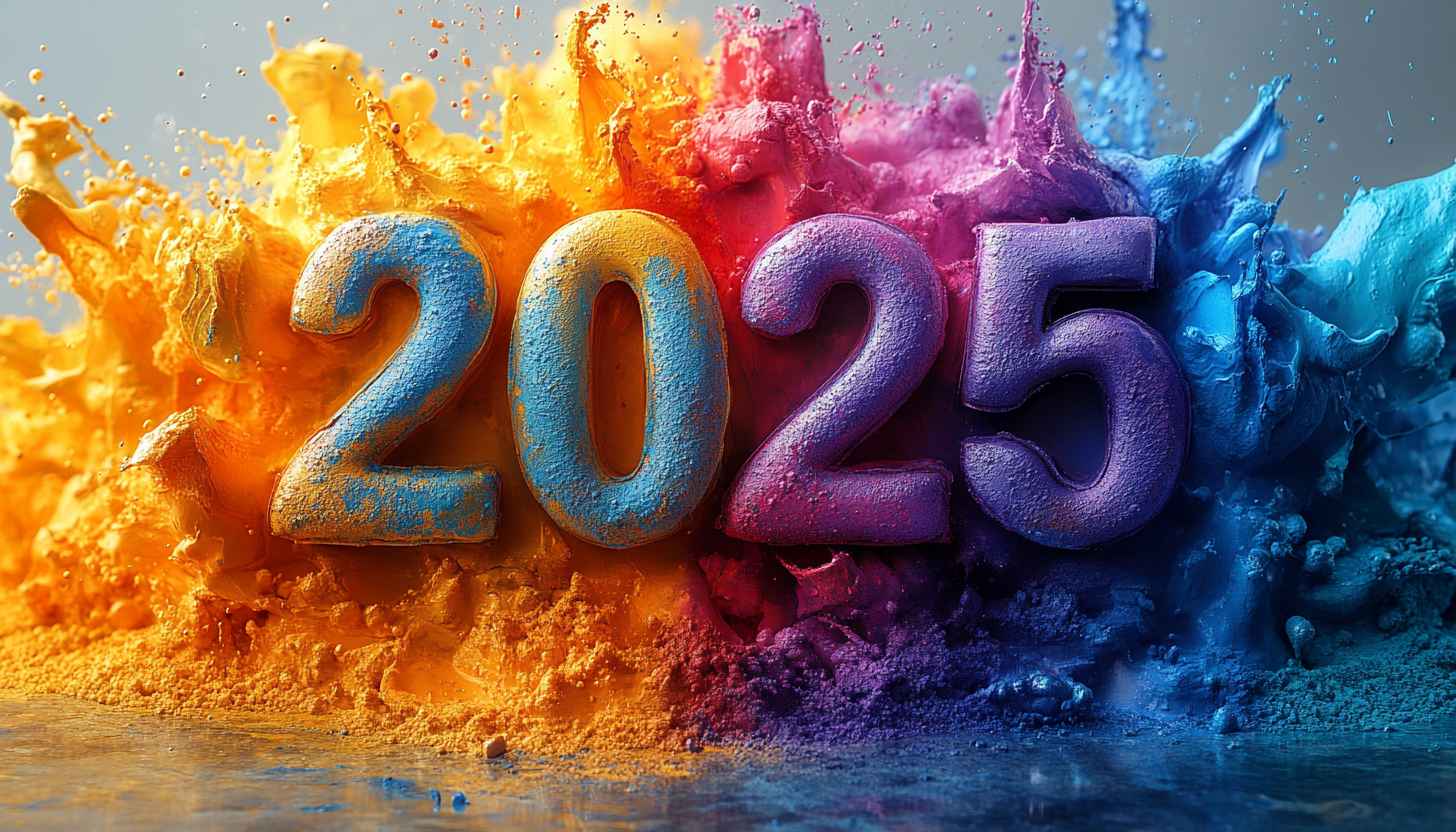 2025 New Year Wallpaper Colorful Paint Splash Background Png Aura