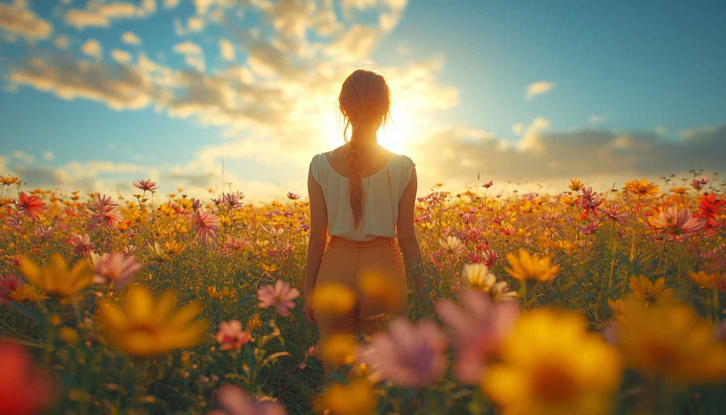 Sunset Cosmos Flower Field Wallpaper: HD Nature Background Images