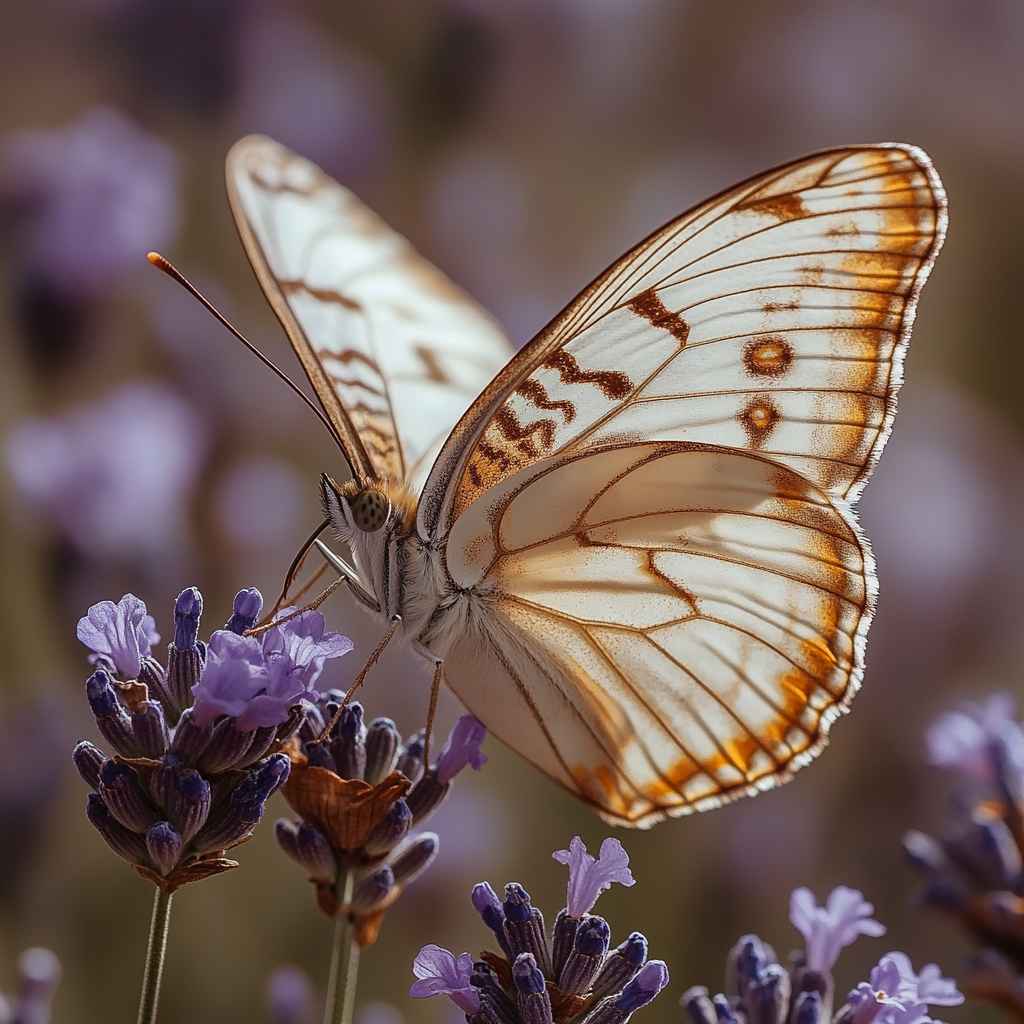 Elegant White Butterfly Wallpaper: Nature, Insect, Lavender Background