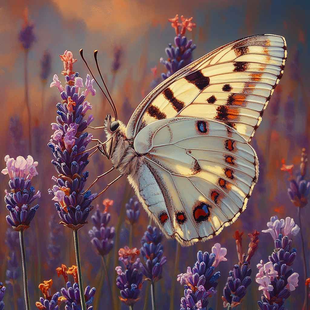 Stunning Butterfly Lavender Field Wallpaper: High-Resolution Nature Image