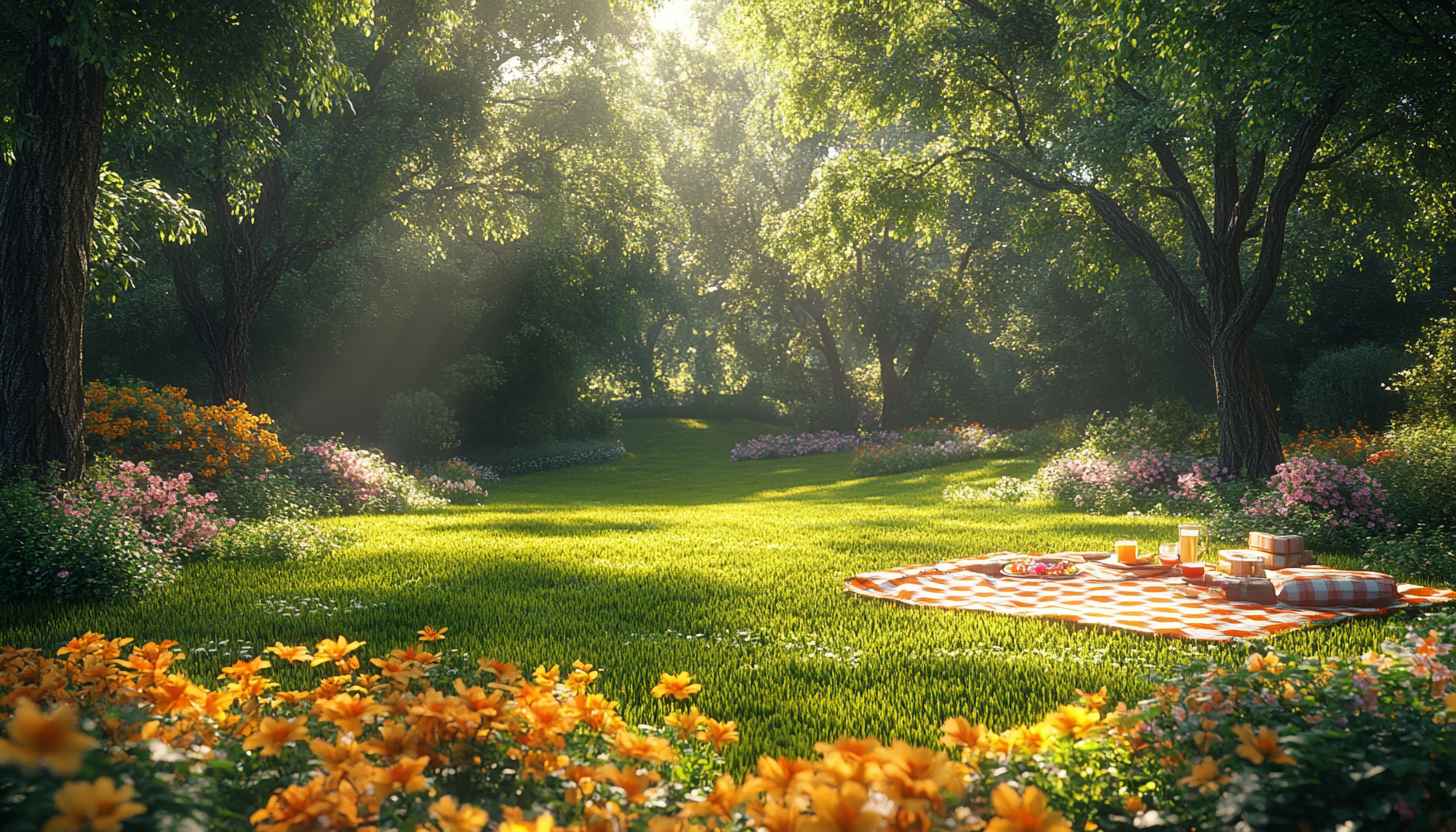 Stunning Spring Picnic Wallpaper: Lush Forest Background for Desktop & Laptop
