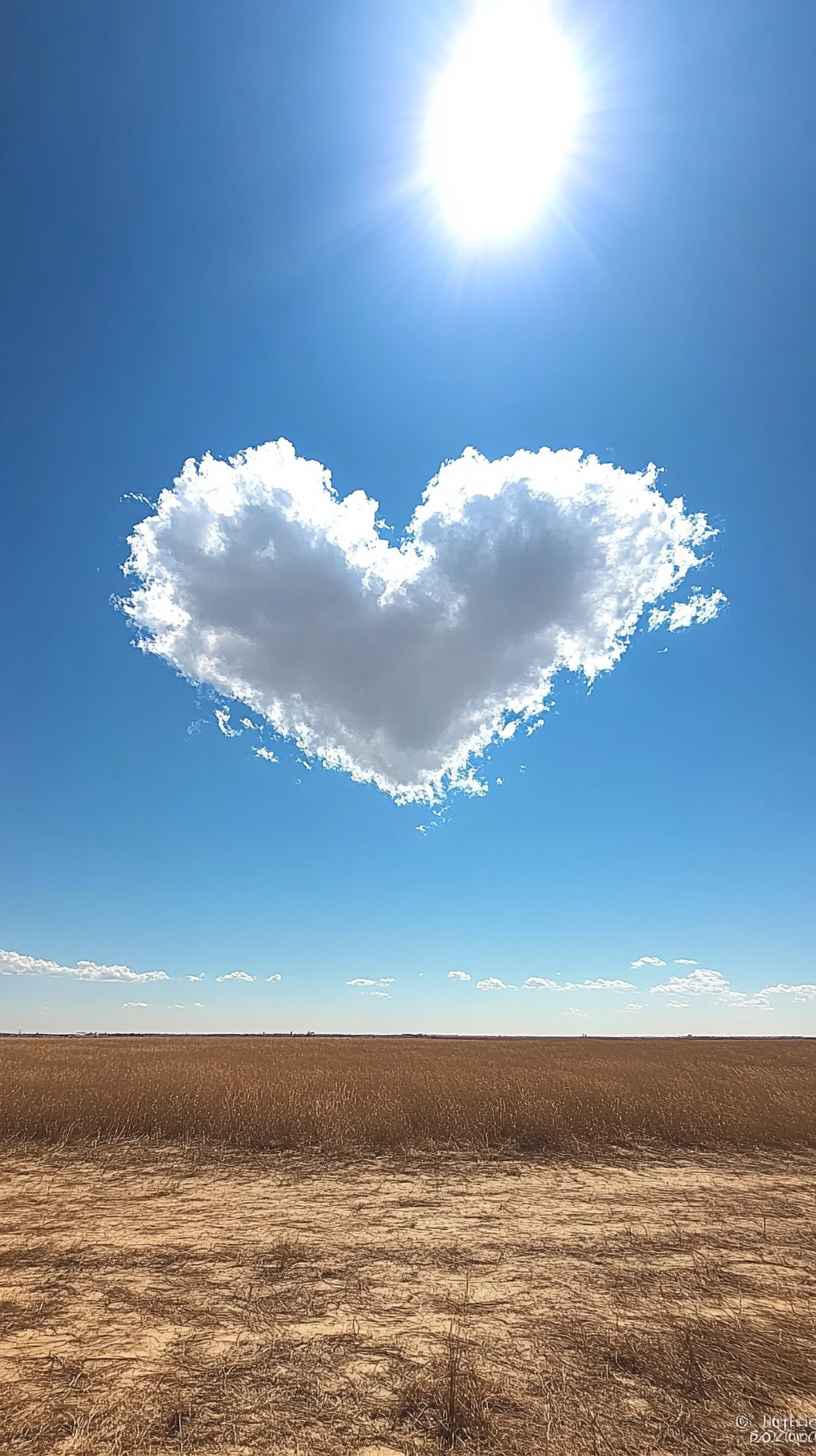 Heart-Shaped Cloud Wallpaper: Romantic Sky Background for Desktop & Laptop