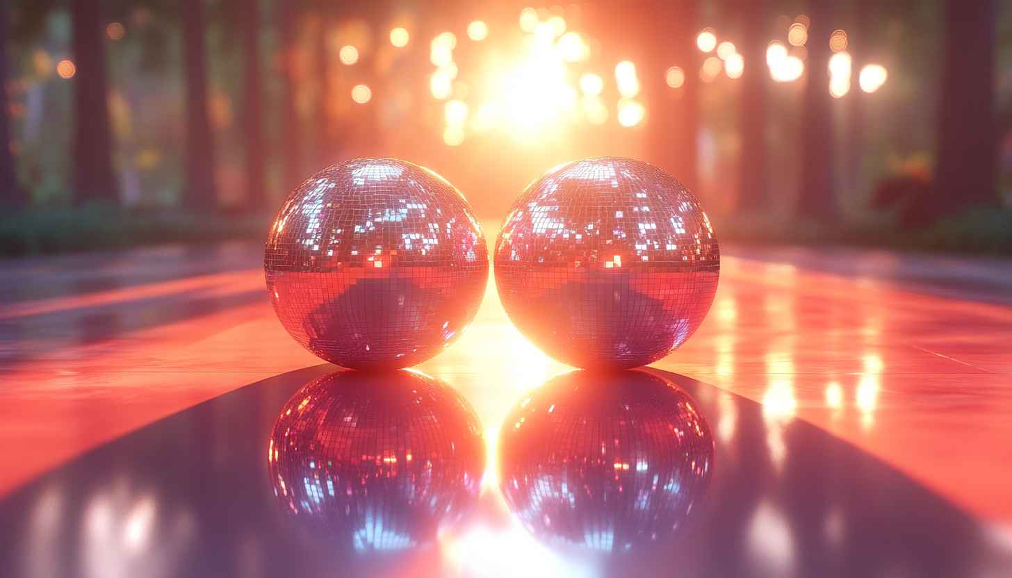 Disco Ball Wallpaper: Red Carpet Sunset Party Background Image