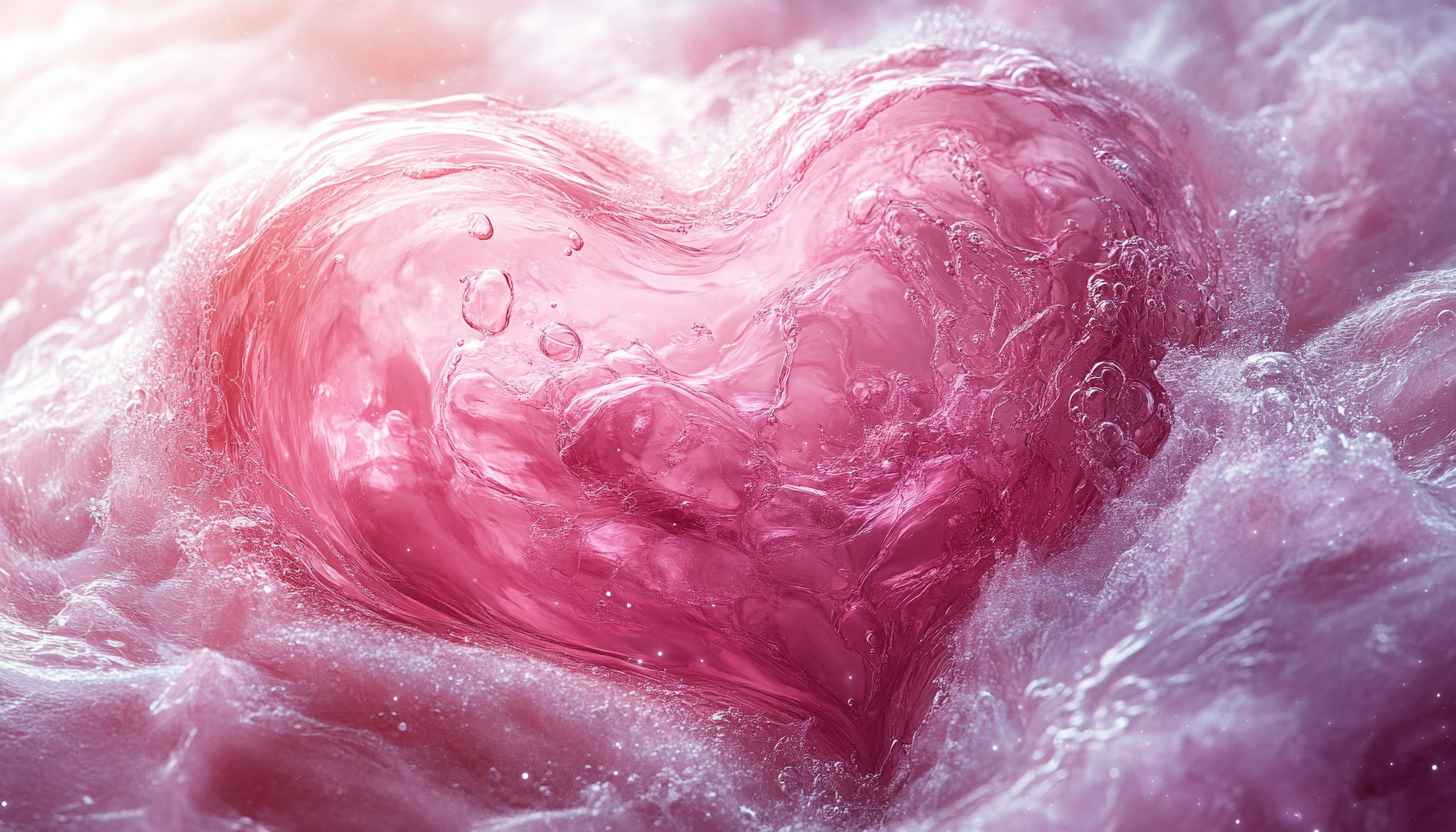 Pink Heart Water Wallpaper: Romantic Bubble Phone Background