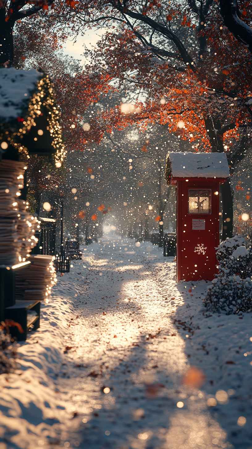 Snowy Winter Wonderland: 4K & 8K Mobile Phone Wallpaper