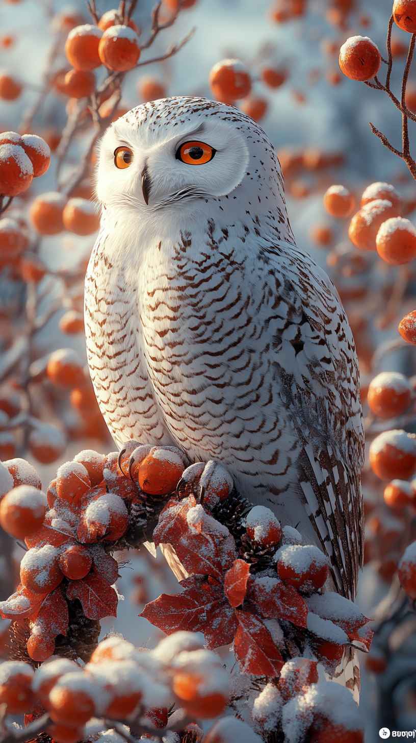 Snowy Owl 8K Mobile Wallpaper: Winter Bird iPhone Background