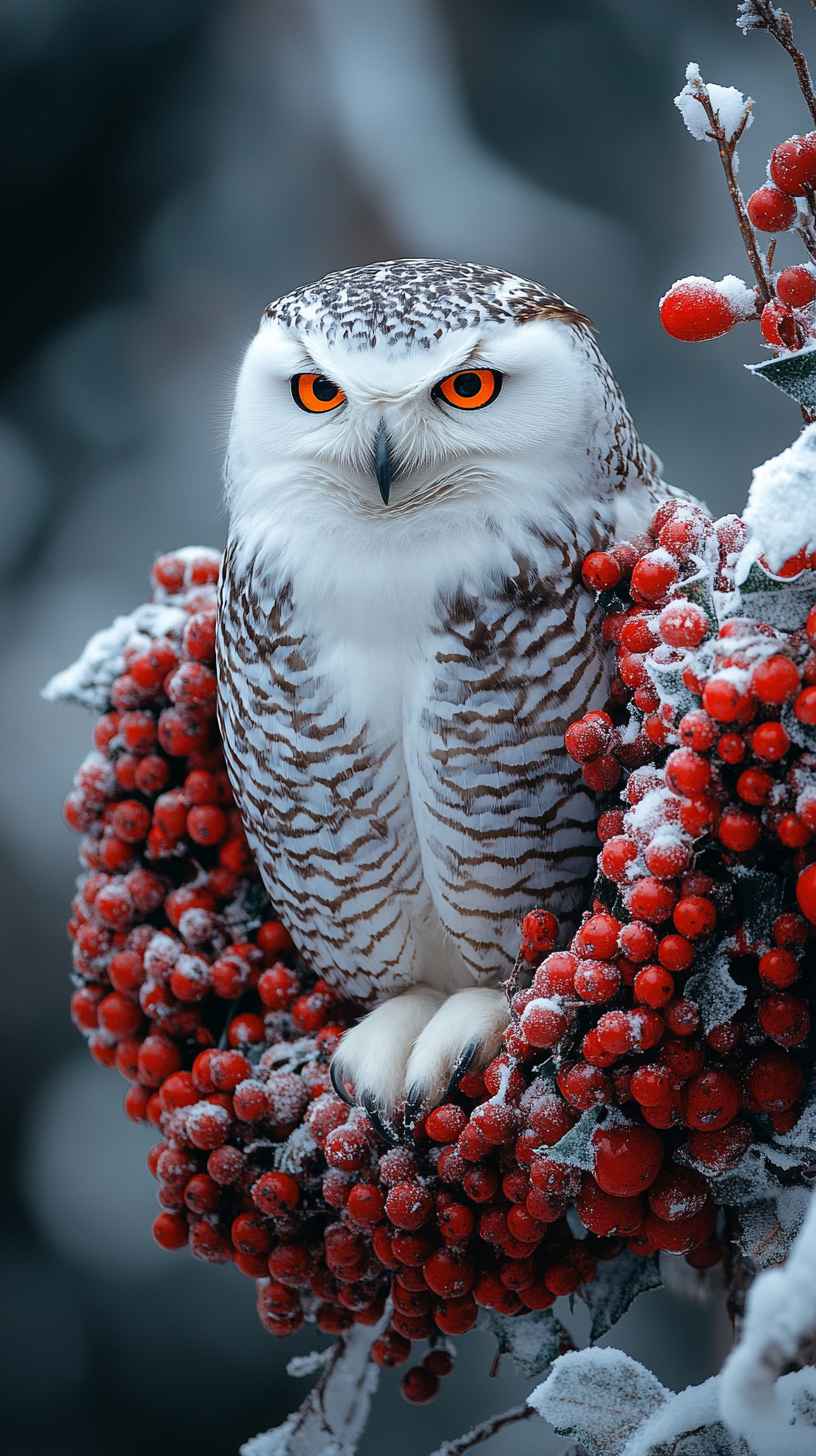 Snowy Owl 8K Mobile Wallpaper: Winter Bird iPhone Background