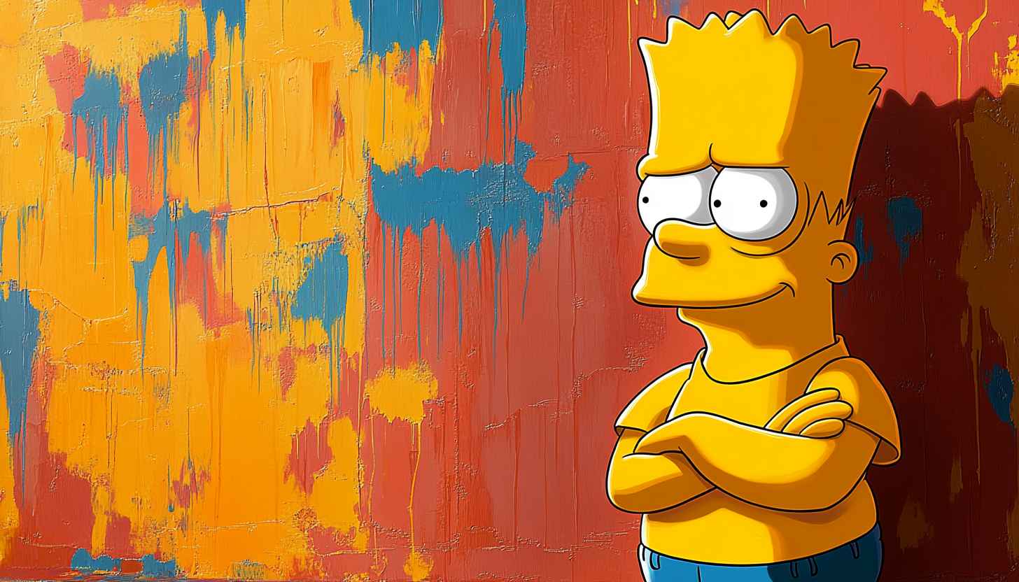 Bart Simpson Wallpaper, Cartoon Character, Yellow & Blue Art