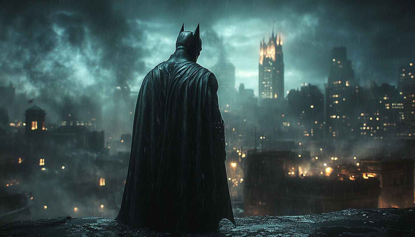 Dark Knight Wallpaper: Batman in Gotham City Rain, Superhero Art