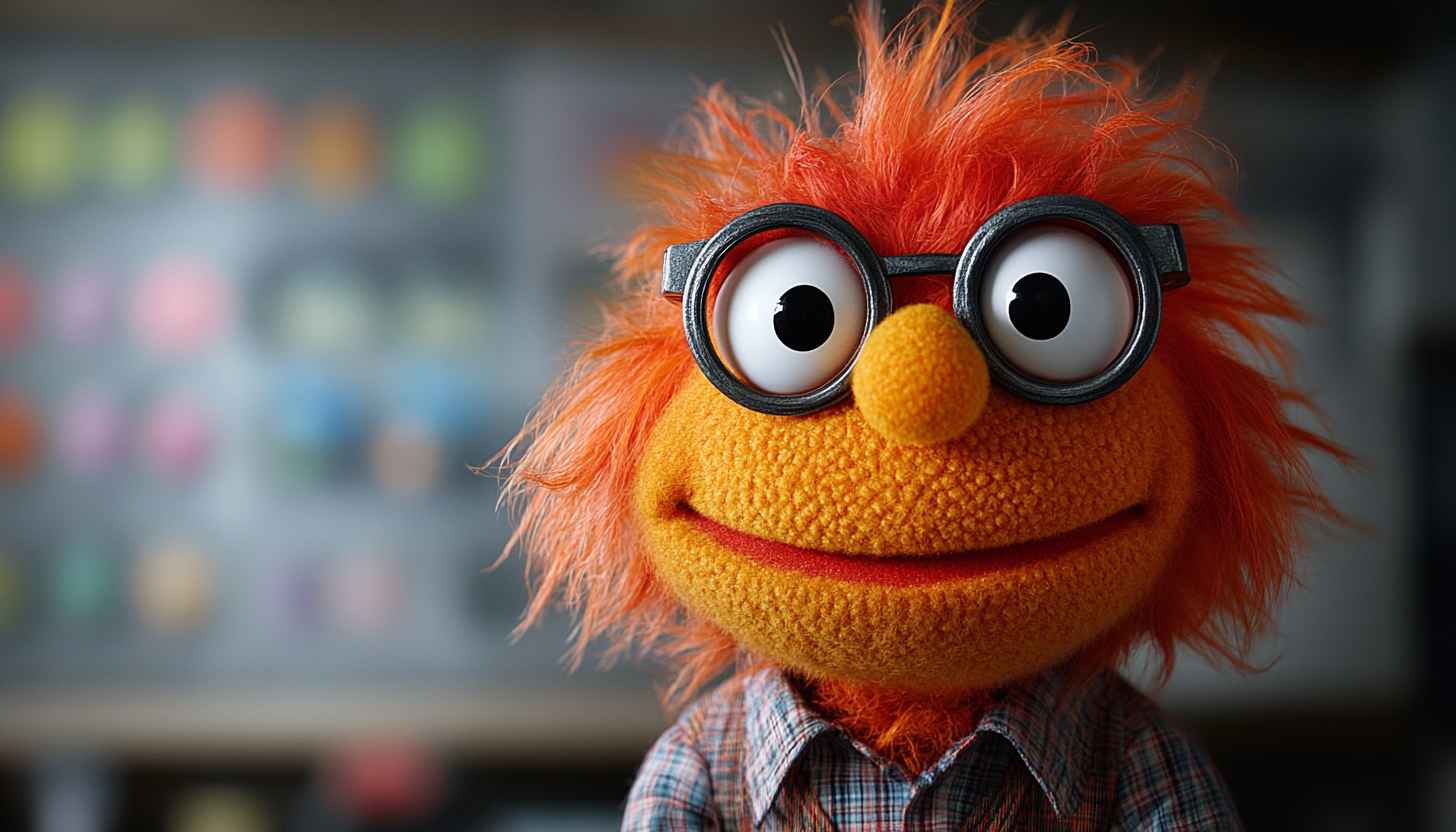Muppet Wallpaper: Orange Puppet Character Wearing Glasses for Desktop