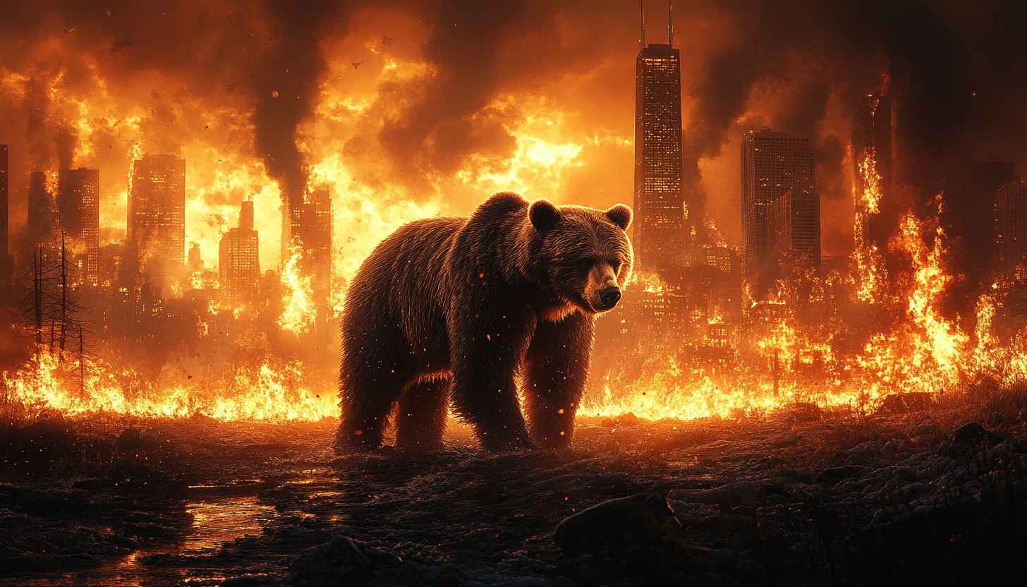 Bear Wallpaper: Apocalyptic Cityscape on Fire HD