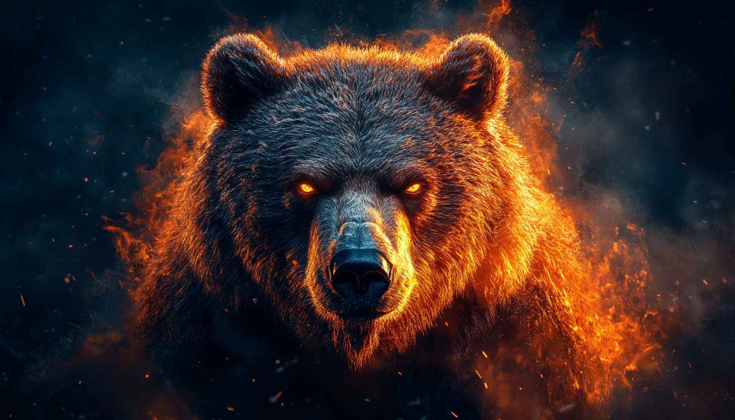 Fiery Bear Wallpaper, Grizzly Bear, Wildlife, Animal Wallpaper