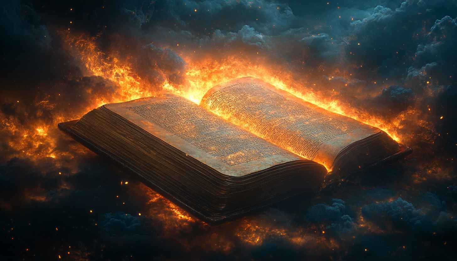 Burning Book Wallpaper: Mystical Fire Book High-Resolution, Artistic Image