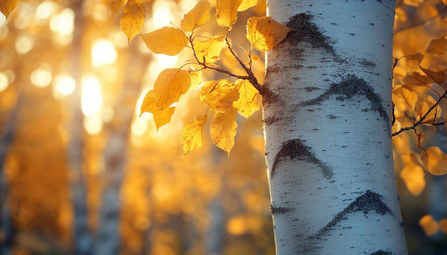 Golden Autumn Leaves Tree Bark Nature Forest Wallpaper