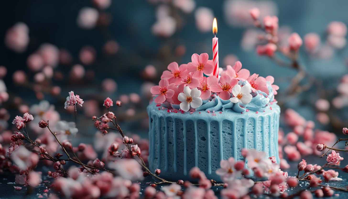 Birthday Cake Wallpaper: Flowers, Candle, Celebration, Anniversary Backgrounds