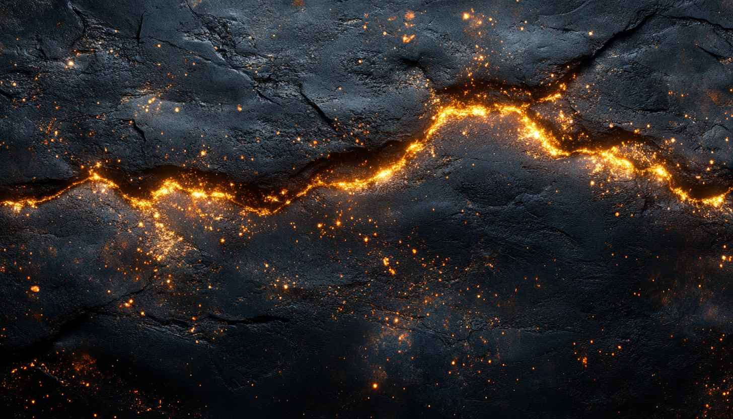 Dark Rock Texture Wallpaper with Golden Crack and Sparkles