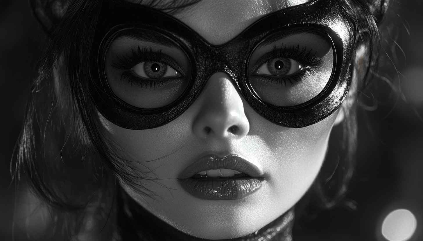 Catwoman Black and White Portrait Superhero Wallpaper for Desktop