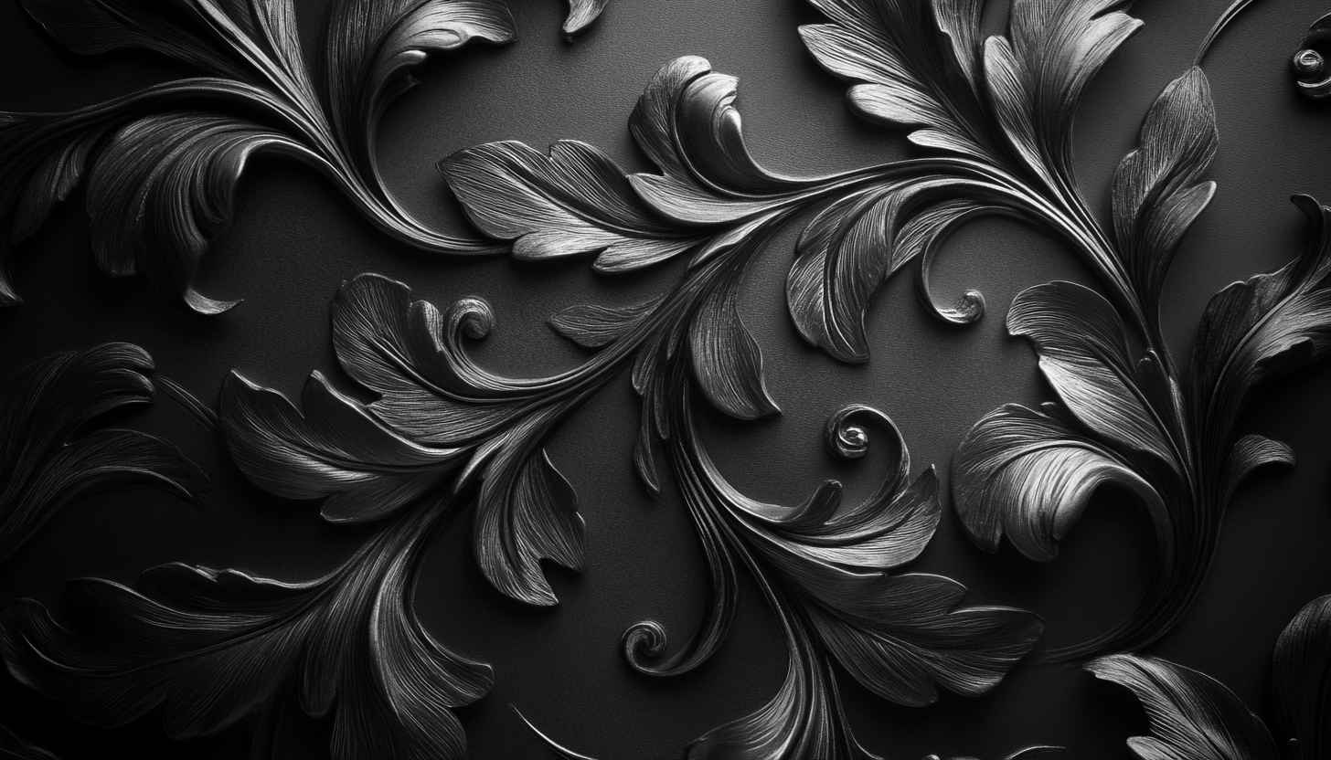 Dark Floral Wallpaper: Elegant Black & White Pattern Background