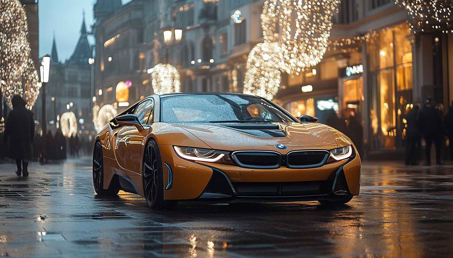 BMW i8 Car Wallpaper, Futuristic Car, City Lights Wallpaper